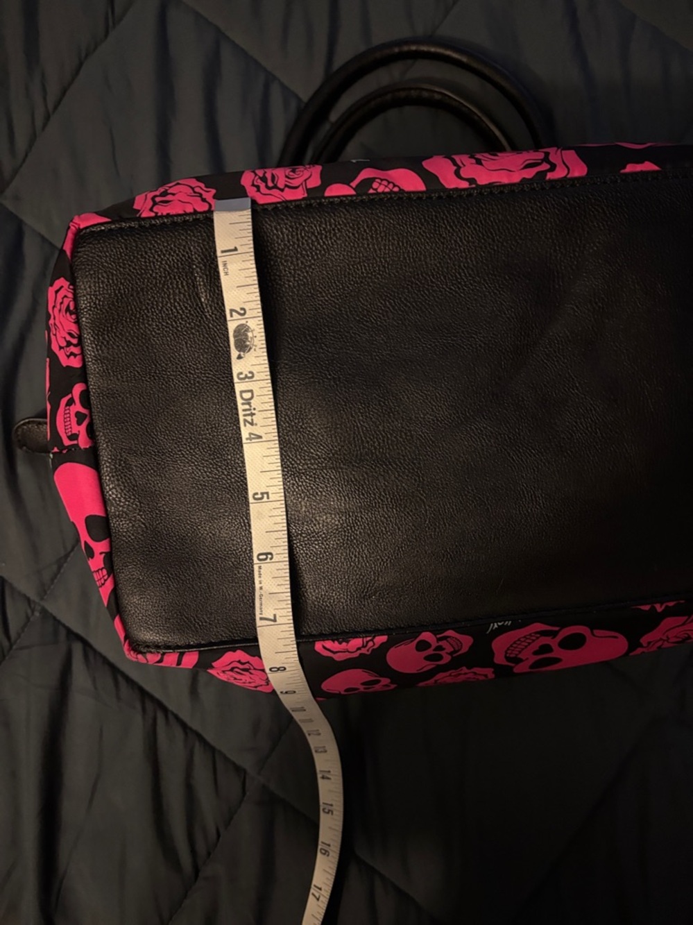 Betsey Johnson Black & Hot Pink Skull and Rose Tote - Picture 8 of 8